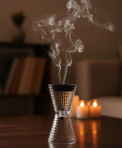 مبخرة زجاج برأس اسود
