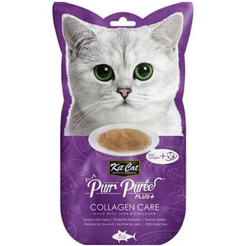 Kit Cat Puree Plus+ Tuna & Collagen Care 4x15g Sachets