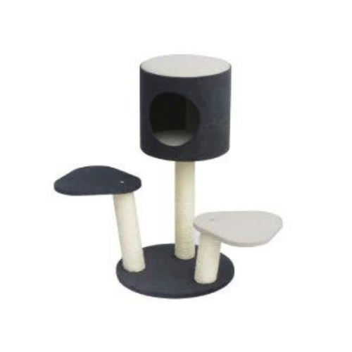 Feline Go Cat Tree 2 beds 1 Cave Circle Base Dark Grey - Grey