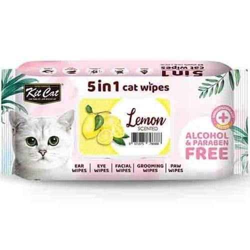 Kit Cat Wet Wipes 5 in 1 Lemon Scented 80 pcs