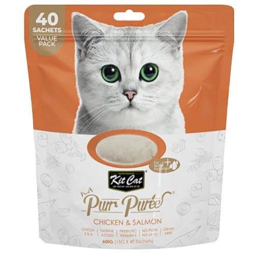Kit Cat Puree Value Chicken & Salmon 15gx40 Sachets