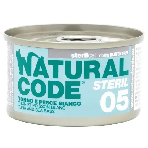 Natural Code ST05 Cans Tuna & Sea Bass for Cats 85g