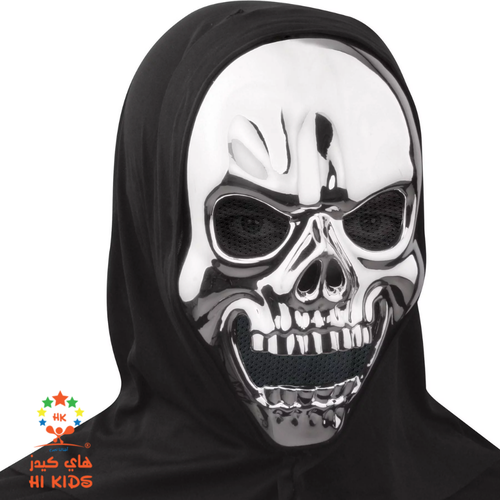 Halloween Evil Skeleton Grim Reaper Style Head Mask -Silver