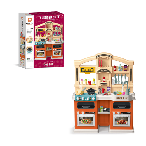  Pretend & Play Kitchen Set with Light & Sound Effects - 77 Pieces