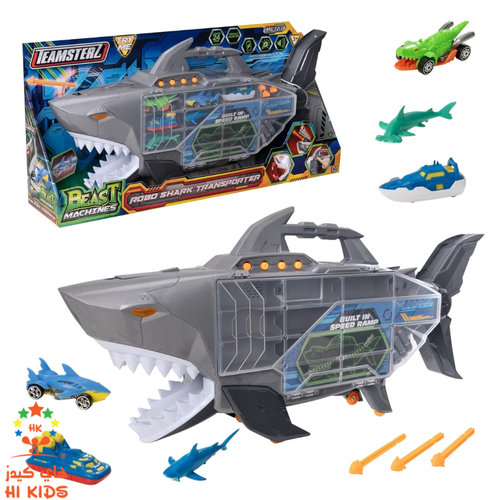 Teamsters | They feature toy cars boats and shark figurines