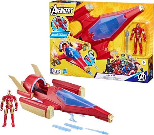Avengers | Epic Hero Series Iron Man Repulsor Blast Battle Jet Action Figure & Vehicle 