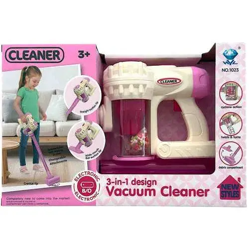 3-in-1 Upright Vacuum Cleaner for Kids - Pink