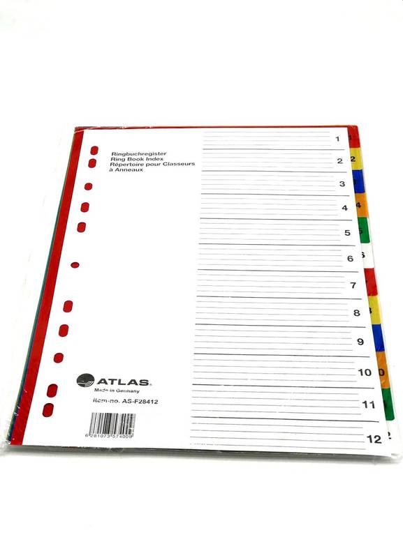 فواصل ملف بلاستيك ( مقسم الفهرس) 12-1 / ATLAS 28412 