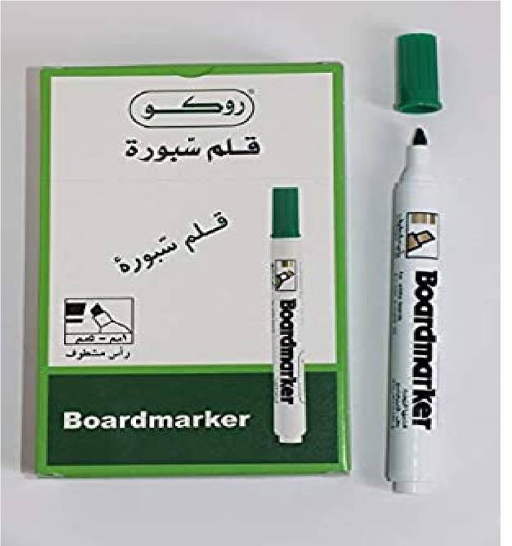 قلم سبورة باكت 12 حبه لون أخضر رأىس مشطوف 