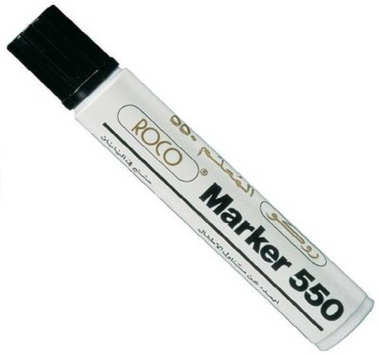 قلم روكو Marker 550 جامبو ،قلم ماركر ثابت ،رأس مشطوف ،أسود -سماكة من8-12مم
