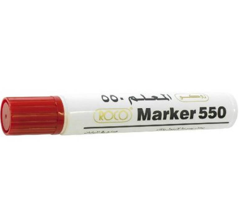 قلم روكو Marker 550 جامبو قلم ماركر ثابت  ،رأس مشطوف ،أحمر ، سماكة من 8-12مم