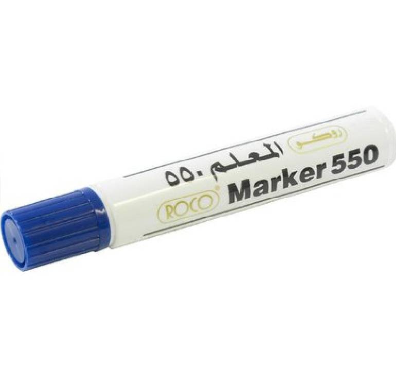 قلم روكو Marker 550 جامبو قلم ماركر ثابت ،رأس مشطوف ،أزرق -سماكة من8-12مم