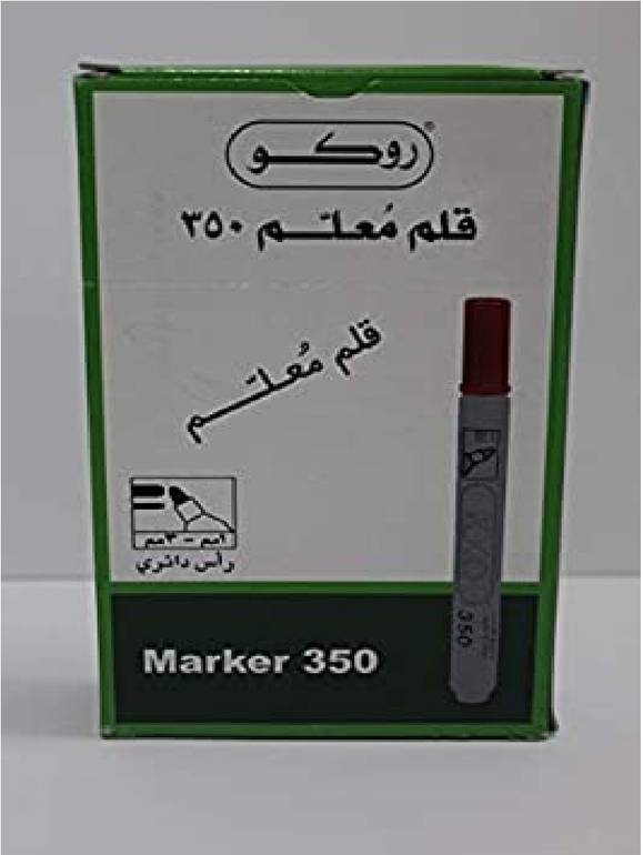 قلم روكو Marker 350  باكت12 حبه - دائري ، أحمر 