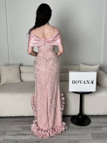 فستان ريناس سهره وردي  - ‏(XS)الصدر:30انش,الخصر:24انش