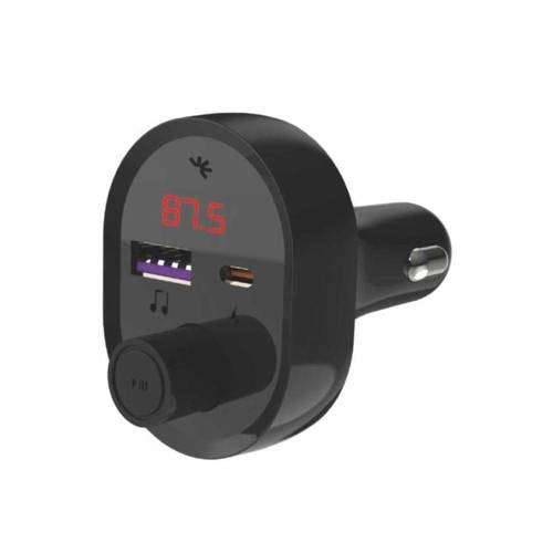 مشغل MP3 للسيارة يدعم البلوتوث والشحن السريع منفذين (PD 20W + QC3.0) مع كيبل ايفون تايب سي بطول متر - موج ماكس