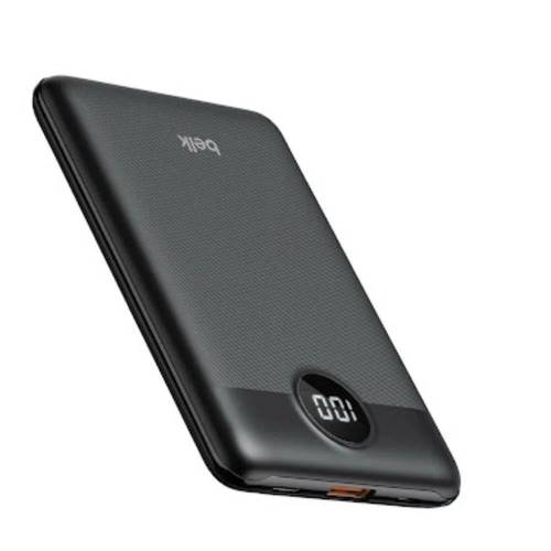 بطارية متنقلة باور بنك من belk بمنفذين USB ومنفذ تايب سي بسعة 10000mAh بمقياس شاشة