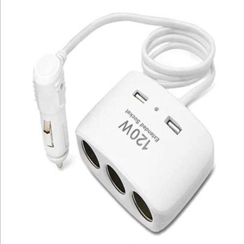 توصيلة 3 مداخل ولاعة للسيارة مع 2 مدخل يو اس بي USB USB & THREE SOCKETS بقوة 120w