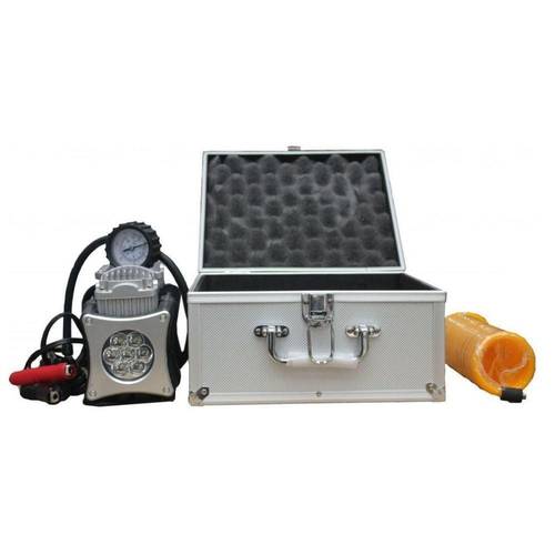 ماطور منفاخ وضاغط هواء كهربائي للسيارة باسطوانة مزدوجة 12V بقوة 30 امبير , مزود بمصباح LED - ماركة ARZAN