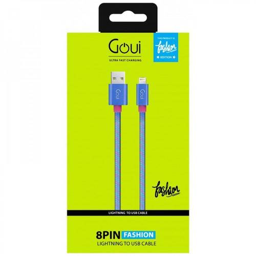 قوي كيبل ايفون فاشن معتمد من أبل بطول 1 متر أزرق / وردي - Goui iPhone Cable