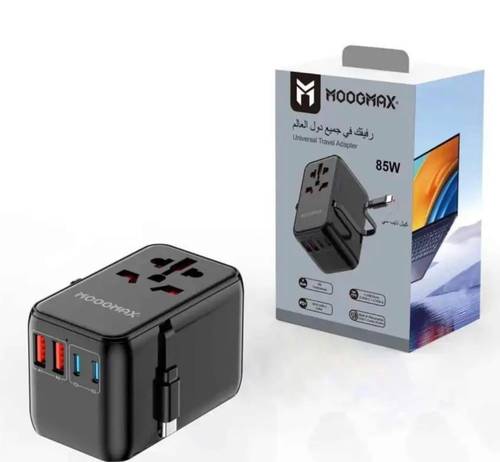 فيش جداري عالمي من موج ماكس حجم 85 واط مع سلك سحاب مدمج تايب سي MOOGMAX MX21
