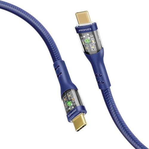 كيبل شحن تاب سي - تاب سي 60 واط 1.2 متر PROMATE Ultra-Fast USB-C Cable Transparent Shells