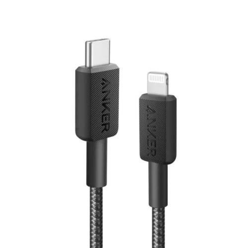 انكر - سلك شاحن 322 قماش تايب سي الى لايتننق بطول 0.9 متر - اسود 322 Type-C To Lightning Braided Cable