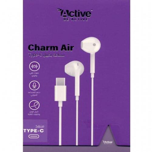 سماعة أذن سلكية بميكروفون منفذ تايب سي ACTIVE CHARM AIR Type-C - ضمان سنتين