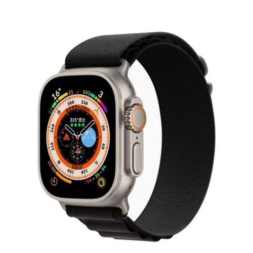 ساعة ذكية BASTEC الاصدار الثامن , بمقاس 49mm تدعم الشحن اللاسلكي واللغة العربية + أسوارين إضافي -اللون الاسود