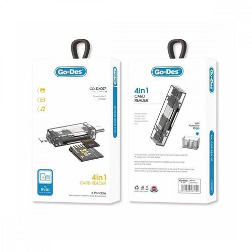 قارئ بطاقة ذاكرة GD-DK007 مايكرو SDو SD لجهاز الايفون ، الاندرويد من Go-Des  للايفون و الاندرويد بمخرج تايب سي  USB-C