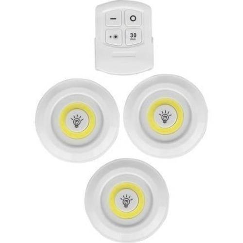 3 لمبات اضاءة led مع جهاز تحكم عن بعد مناسب للخزائن والادراج