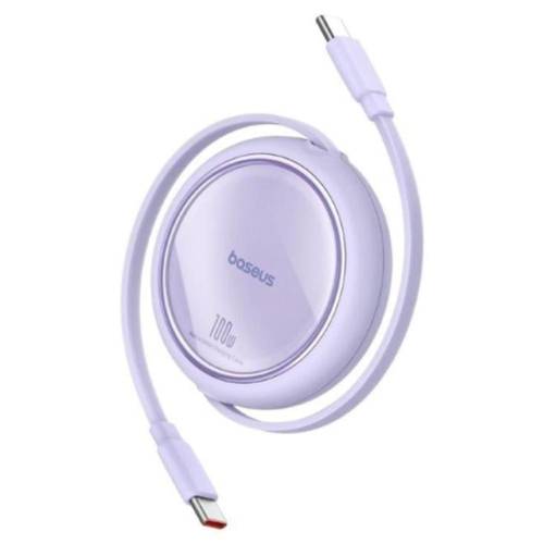 كيبل شحن سحاب تايب سي للايفون والاندرويد  Baseus 100W Free2 Draw Mini قابل للسحب من  Type-c إلى type-c للشحن السريع بطول 1 متر - أسود