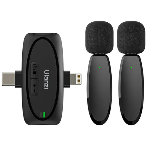 Ulanzi مايك - ميكرفون لاسلكي تايب سي و لايتننغ ‏Type-C WIRELESS MICROPHONE Lightning‏يدعم الكاميرا و ايفون وايباد واندرويد 3 في 1