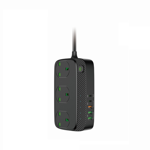 هوتو توصيلة كهرباء 3 افياش و 3منافذ usb ومنفذين PD شحن سريع بطول 3 متر HooToo