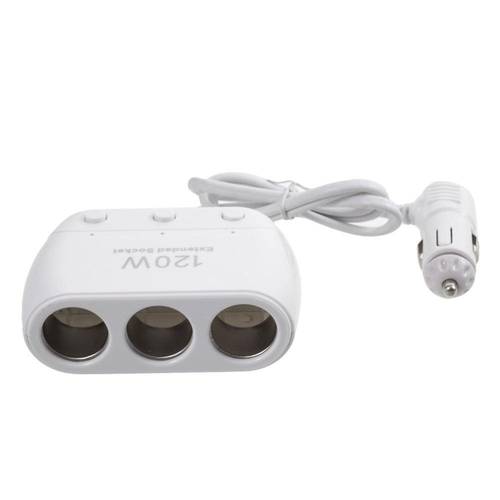 توصيلة 3 مداخل ولاعة للسيارة  THREE SOCKETS بقوة 120w