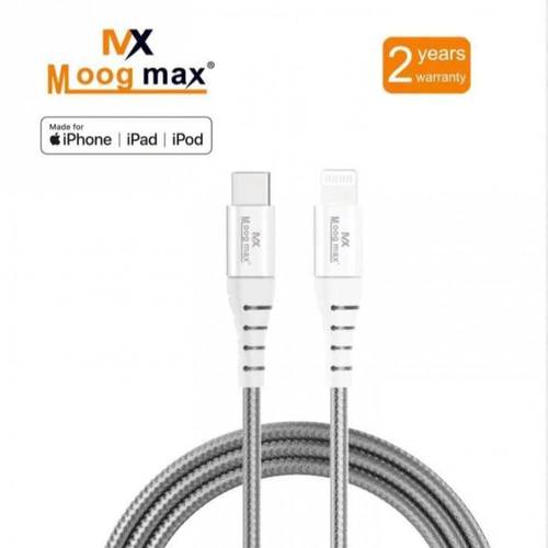 كيبل قماشي ايفون تايب سي PD  بخاصية الشحن السريع معتمد من آبل بطول 1 متر  MOOGMAX MX-202