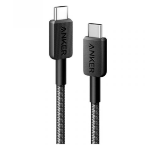 انكر كيبل قماش شحن ومزامنة 90 cm ، توصيل يو اس بي سي الى يو اس بي سي، اسود - A81F5H11- Anker USB-C to USB-C Cable (3ft Braided, Black