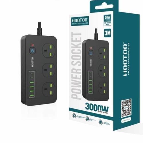 توصيلة كهرباء 3 مقابس مع منافذ USB و مدخلين PD من هوتو