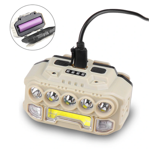 مصباح رأس التخييم  DLC-32847 ضمان سنتين COB+5 LED / 18650 BATTERY