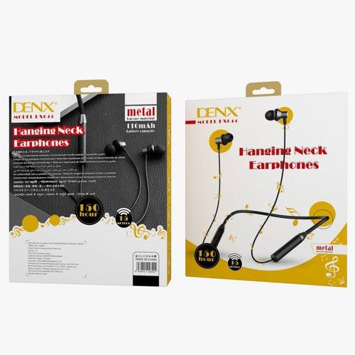 سماعة لاسلكية بلوتوث من DENX تعمل 150ساعه موديل DX644 لون أسود Hanging Neck Earphones