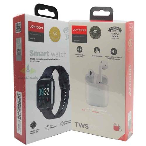 سماعة جيروم Joyroom JR-T03s- الإصدار الأخير  & ساعة جيروم الذكية النسخه العربية JOYROOM JR-FT1 الكود الذهبي ضمان سنتين