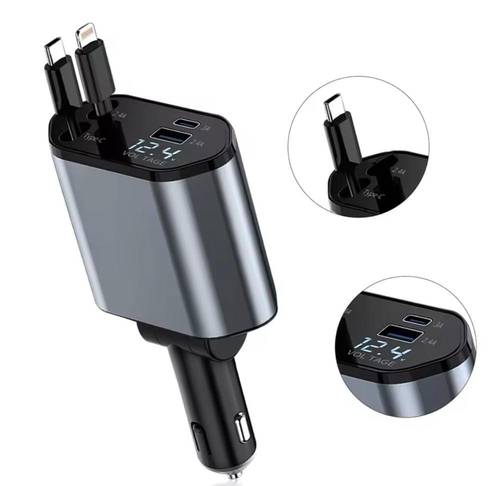 شاحن سيارة جيبل 120 واط PD منفذ USB- C ومنفذ USB مع 2 كيبل  ايفون و تيب سي JE-B359
