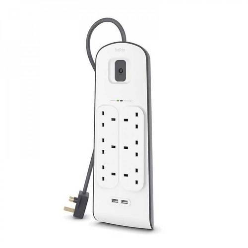 توصيلة بيلكن 6 منافذ طاقه بمنفذين يو اس بي-Belkin 6-input connector with USB ports