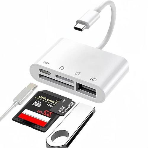 قارئ بطاقة الذاكرة والكاميرا على الجوال 4 في 1  USB C إلى USB بطاقة الكاميرا و ذاكرة و داش كام  Moxom MX-AX50 Type-C OTG Charge the Type-C device when using