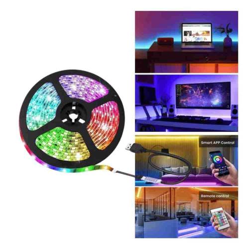 شريط اضاءة LED تفاعلية مع الاصوات للتلفزيون وديكور بألوان متعددة RGB وريموت كنترول للتحكم بالاضاءة والجوال usb mood light for tv