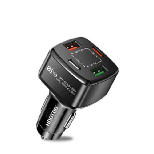 شاحن سيارة 68W مفذيين USB +منفذين PD اسود HOOTOO - SH18