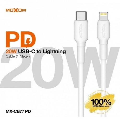 كيبل شحن ايفون تايب سي PD 20w  شحن سريع بطول 1 متر  MOXOM MX-CB77