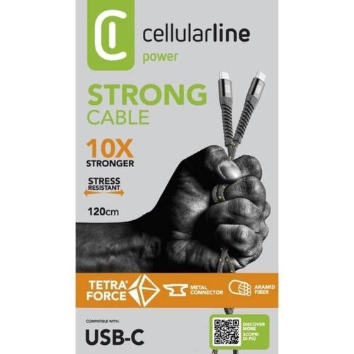 كيبل قماش ضد القطع تاب سي ايفون 16 من شركة سليورلاين الايطاليه جوده عالية ضمان سنتين Cellularline
