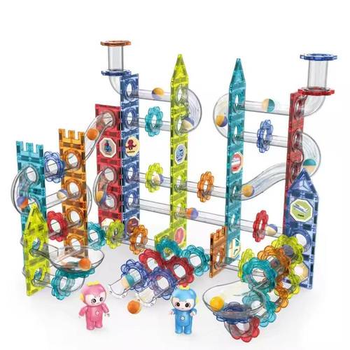 لعبة قطع التركيب المغناطيسية - 214 قطعة ‏MAGIC MAGNETIC BLOCKS Magnetic Marble Run Set Scan and Watch