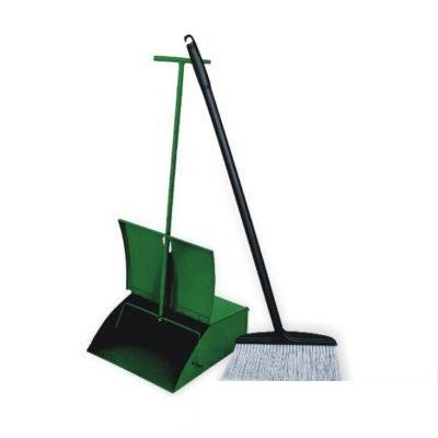 Metal dustpan with long handle