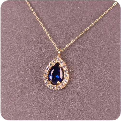 عقد ذهب دمعة ازرق - 18K